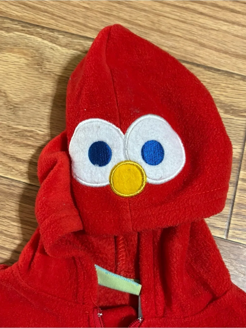 Vintage Elmo Hooded Pajamas Bodysuit 6-9 Months Red Fleece Zip Up Sesame Street